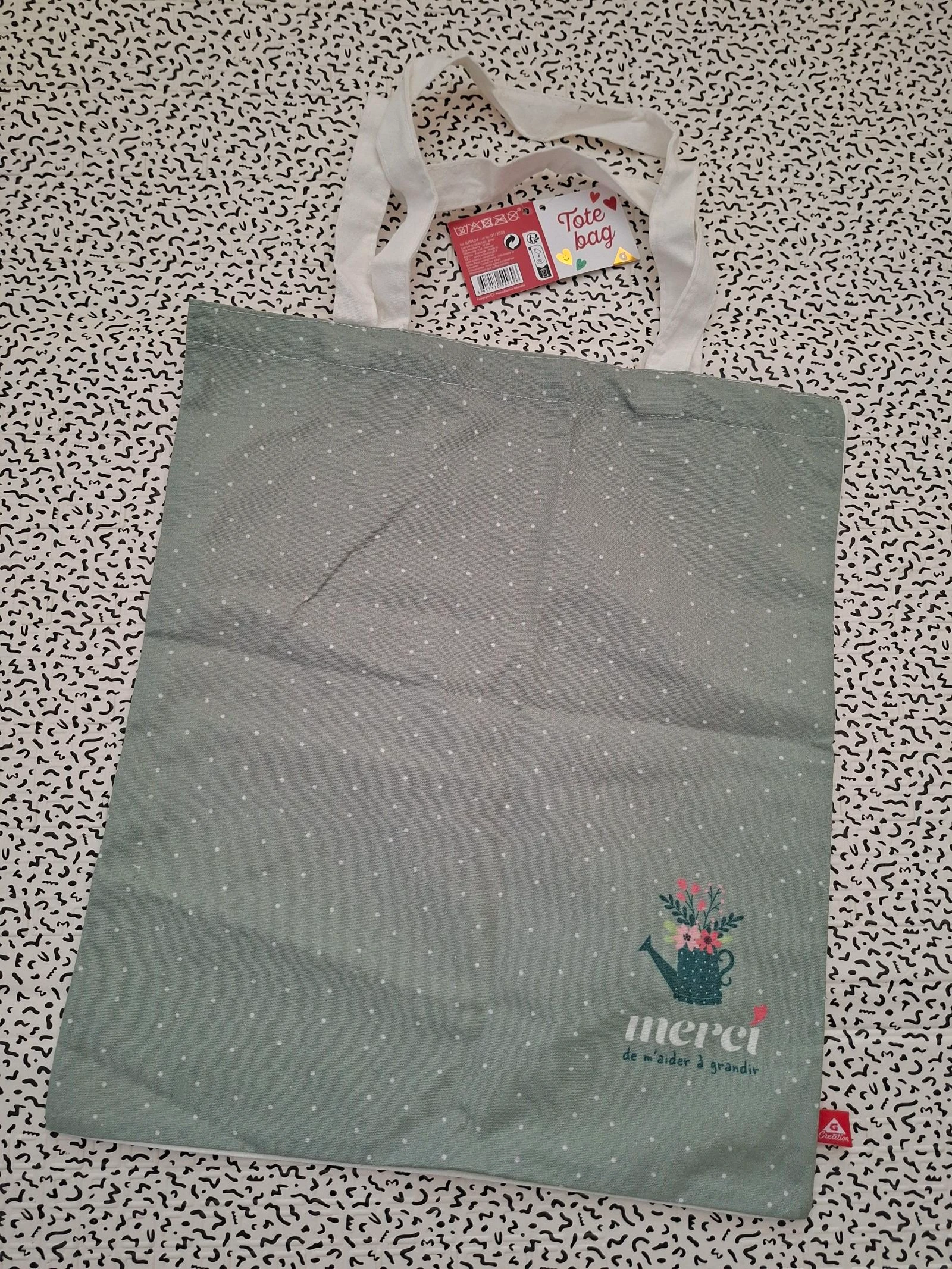 Tote bag en tissu neuf – Merci de m'aider à grandir – Sac cabas coton